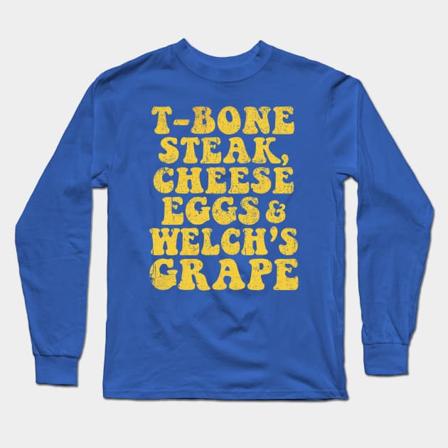 Vintage Guest Check T-Bone Steak, Cheese Eggs, Welch's Grape Long Sleeve T-Shirt by Woodsnuts